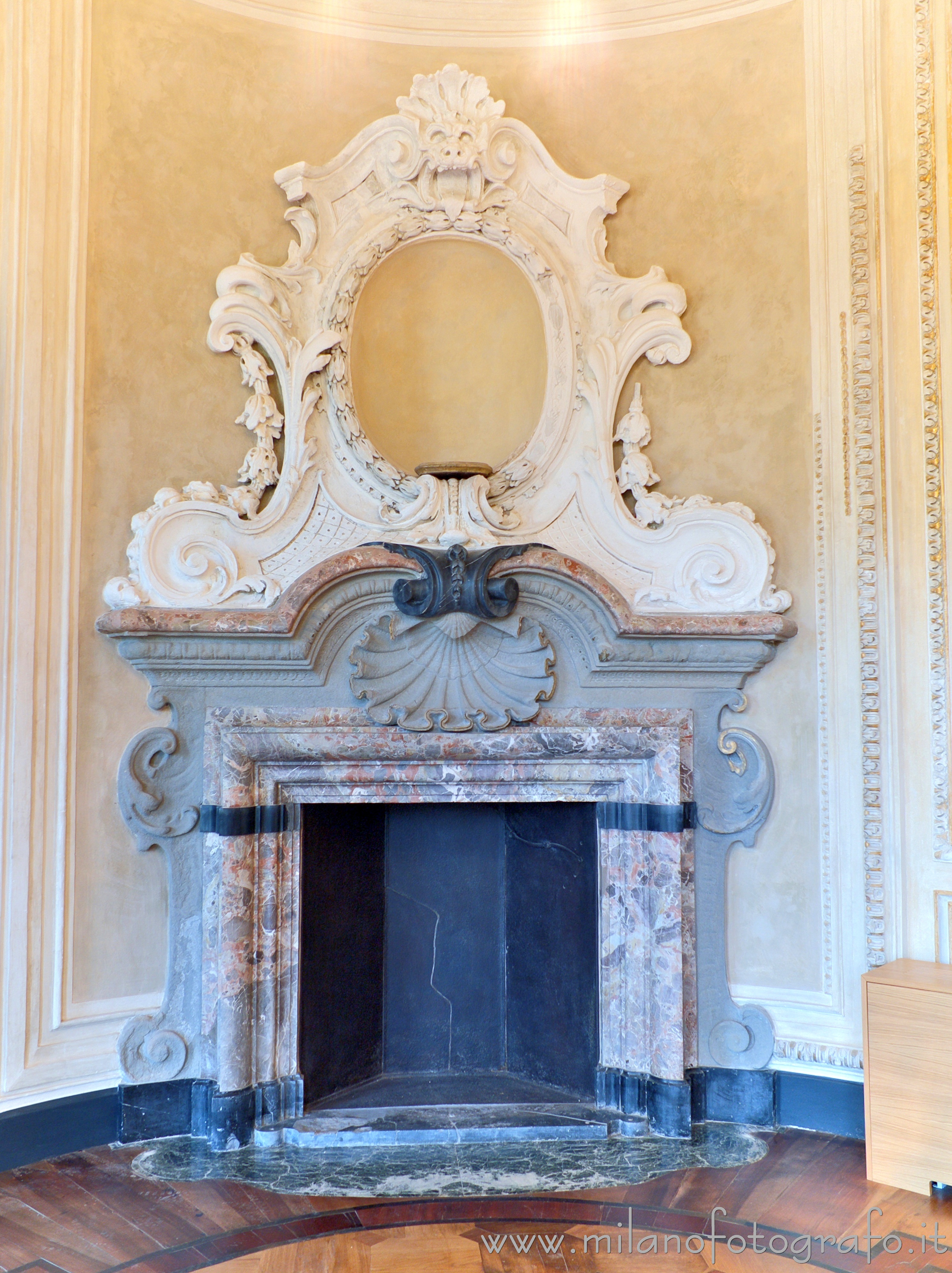 Arcore (Monza e Brianza, Italy) - Neorococò fireplace in the main hall of Villa Borromeo d'Adda